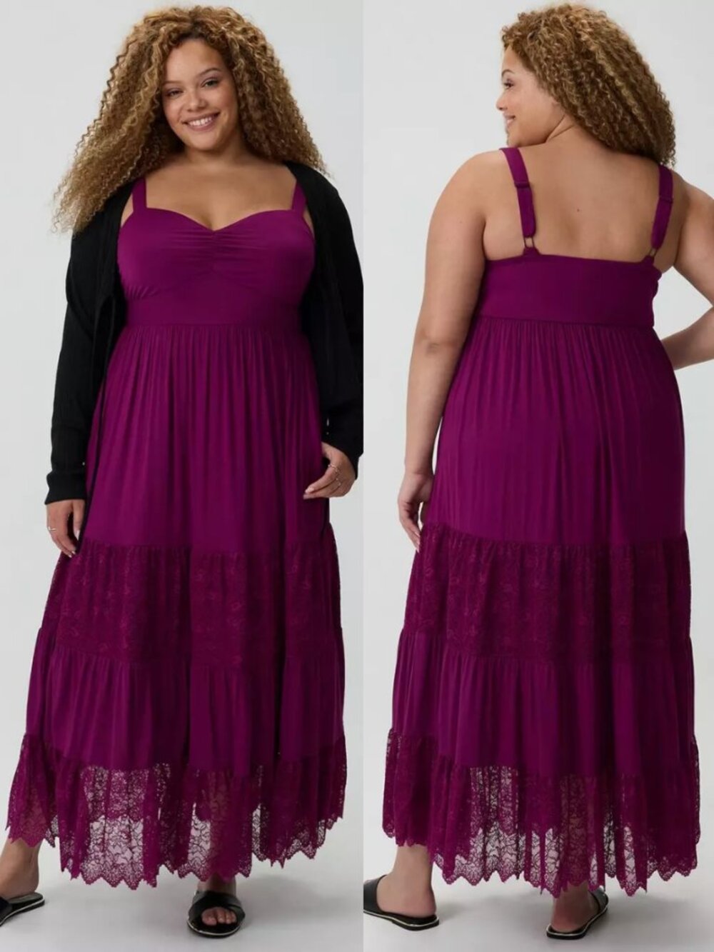 NWT Torrid 1 Plum Caspia Sweetheart Lace Inset Maxi Dress 1X 14 16